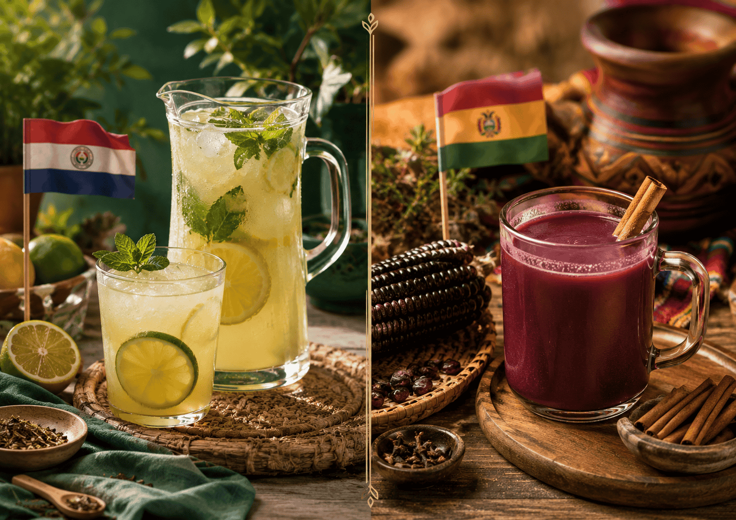 Imagen internacional de dos países con bebidas VS22