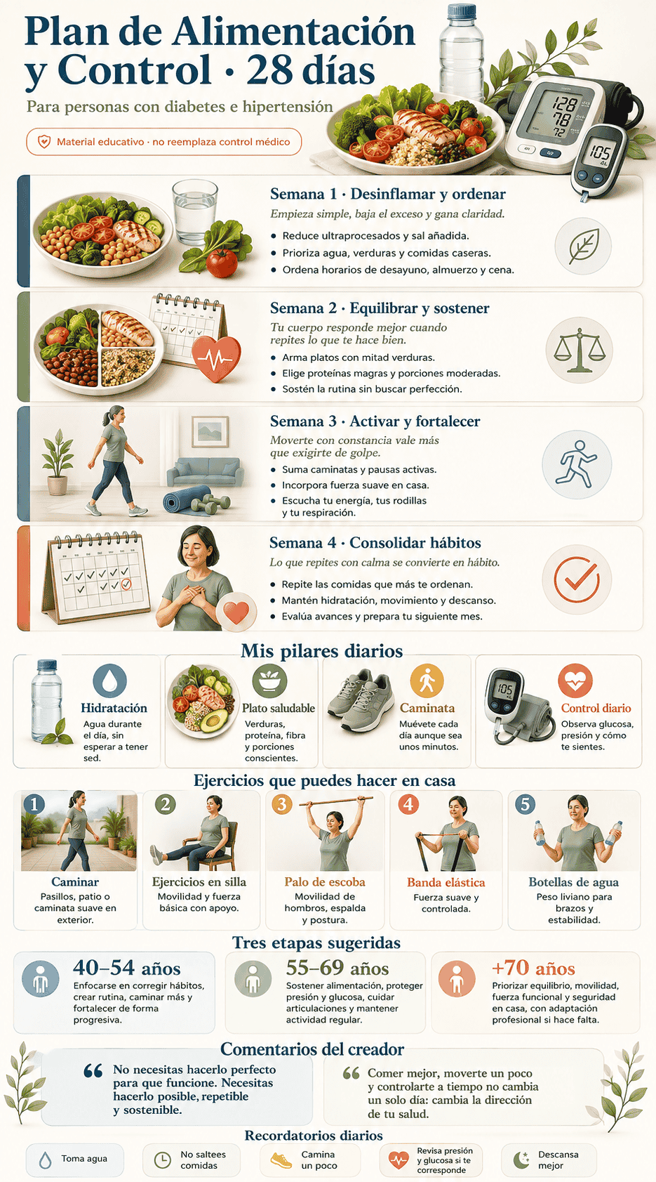 Plan de alimentación y control durante 28 días