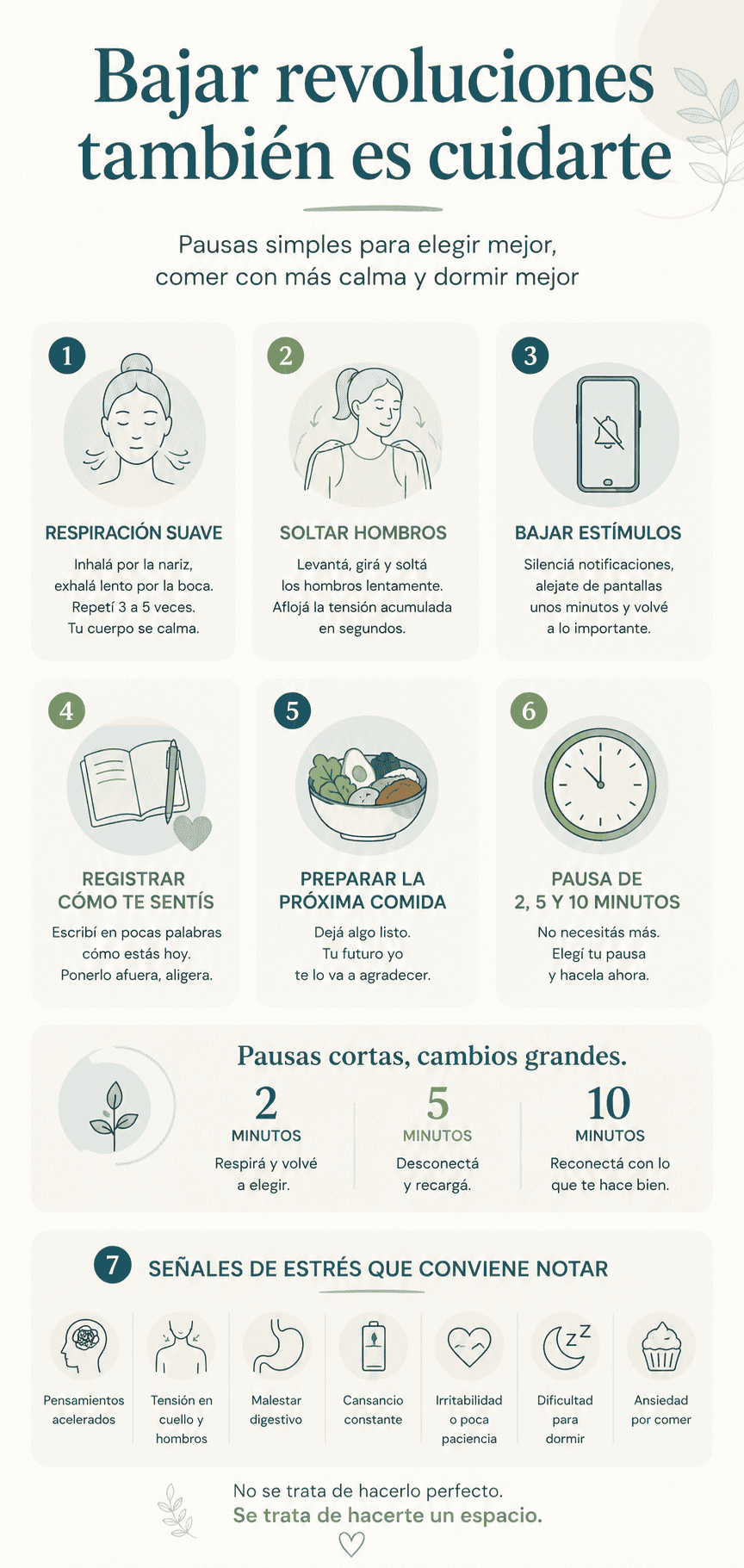 Bajar revoluciones también es cuidarte