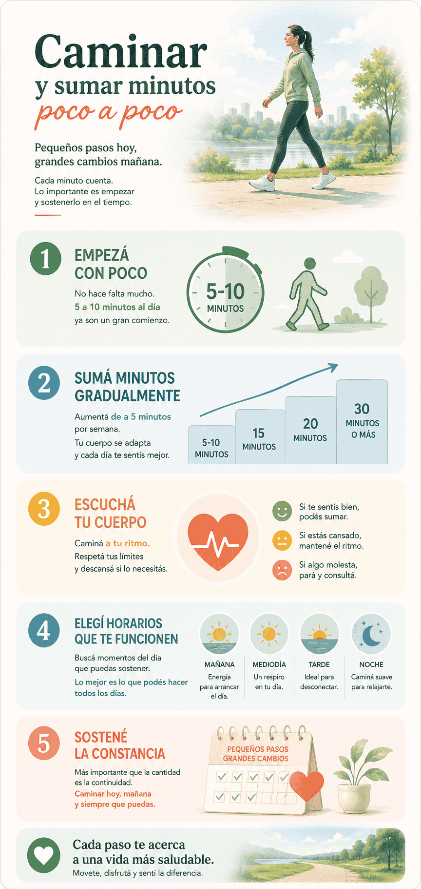 Caminar y sumar minutos poco a poco