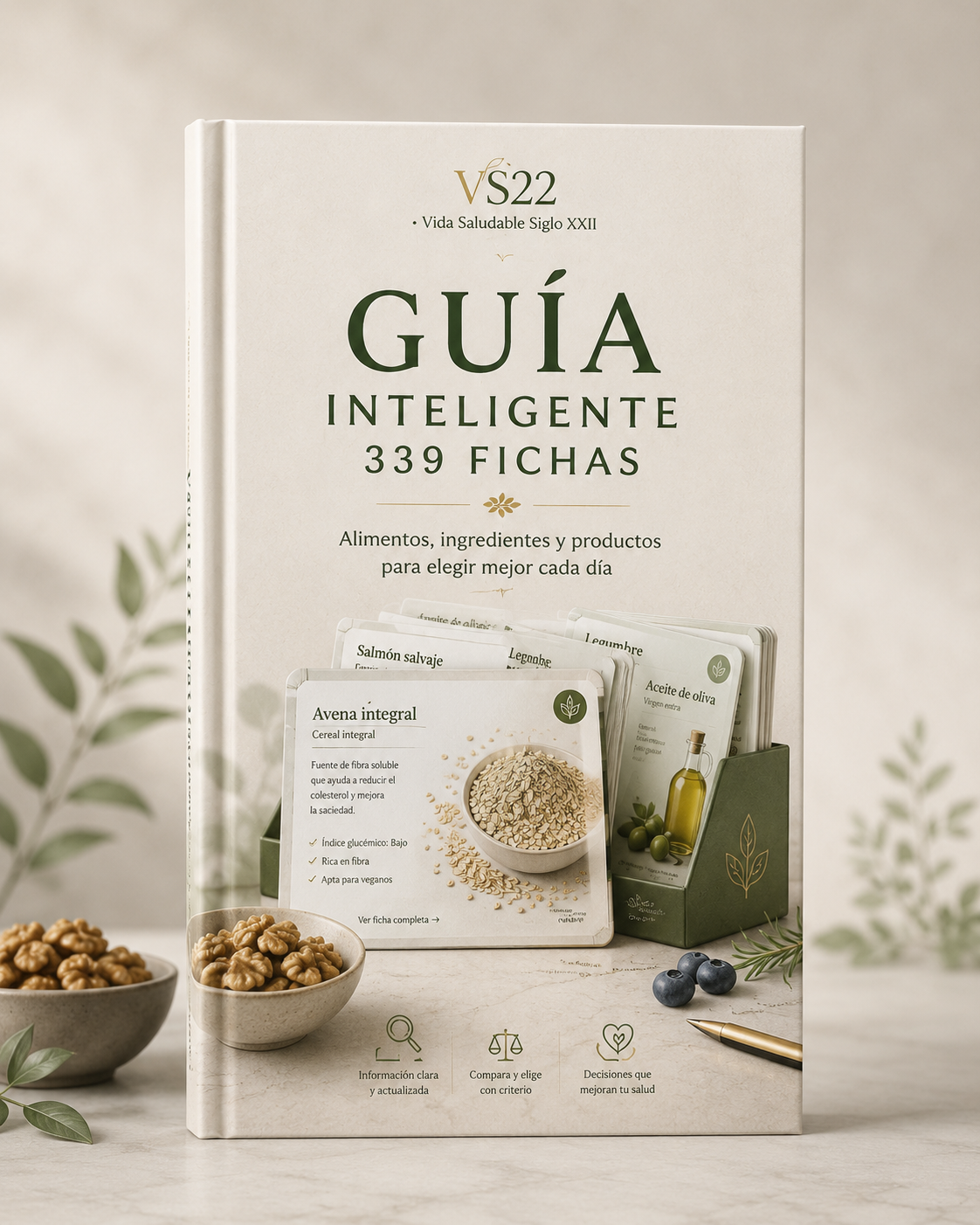 Una guía visual para consultar alimentos, porciones y datos clave.